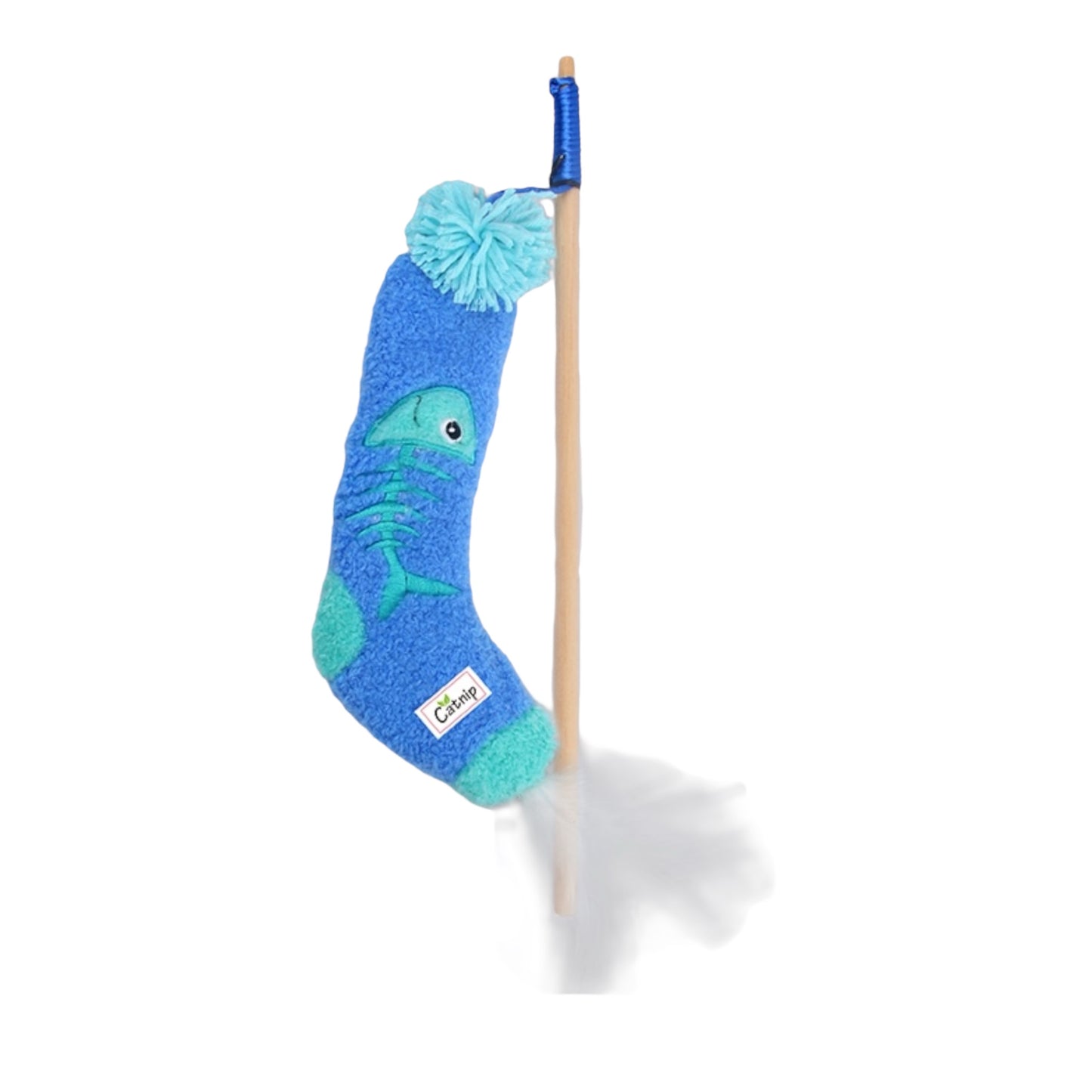 Blue Sock Wand - Cat Toy