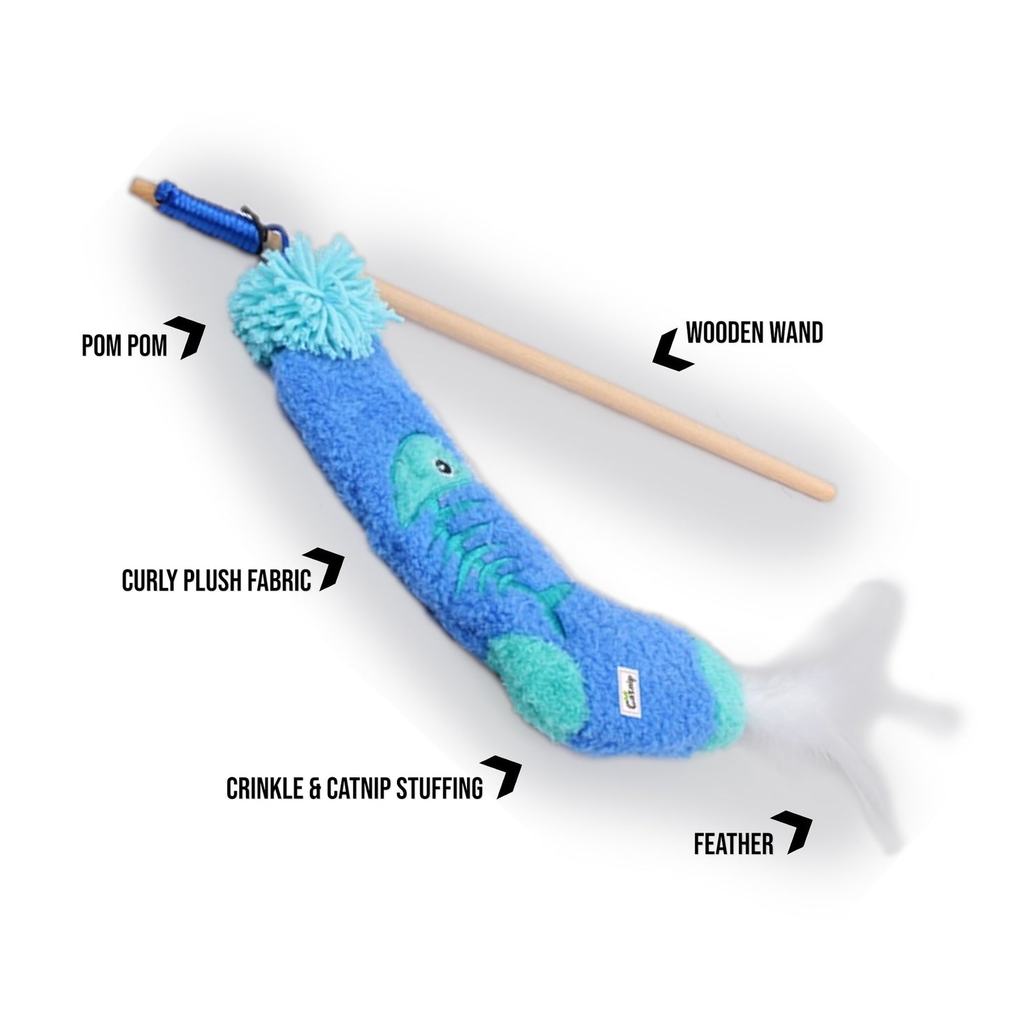 Blue Sock Wand - Cat Toy