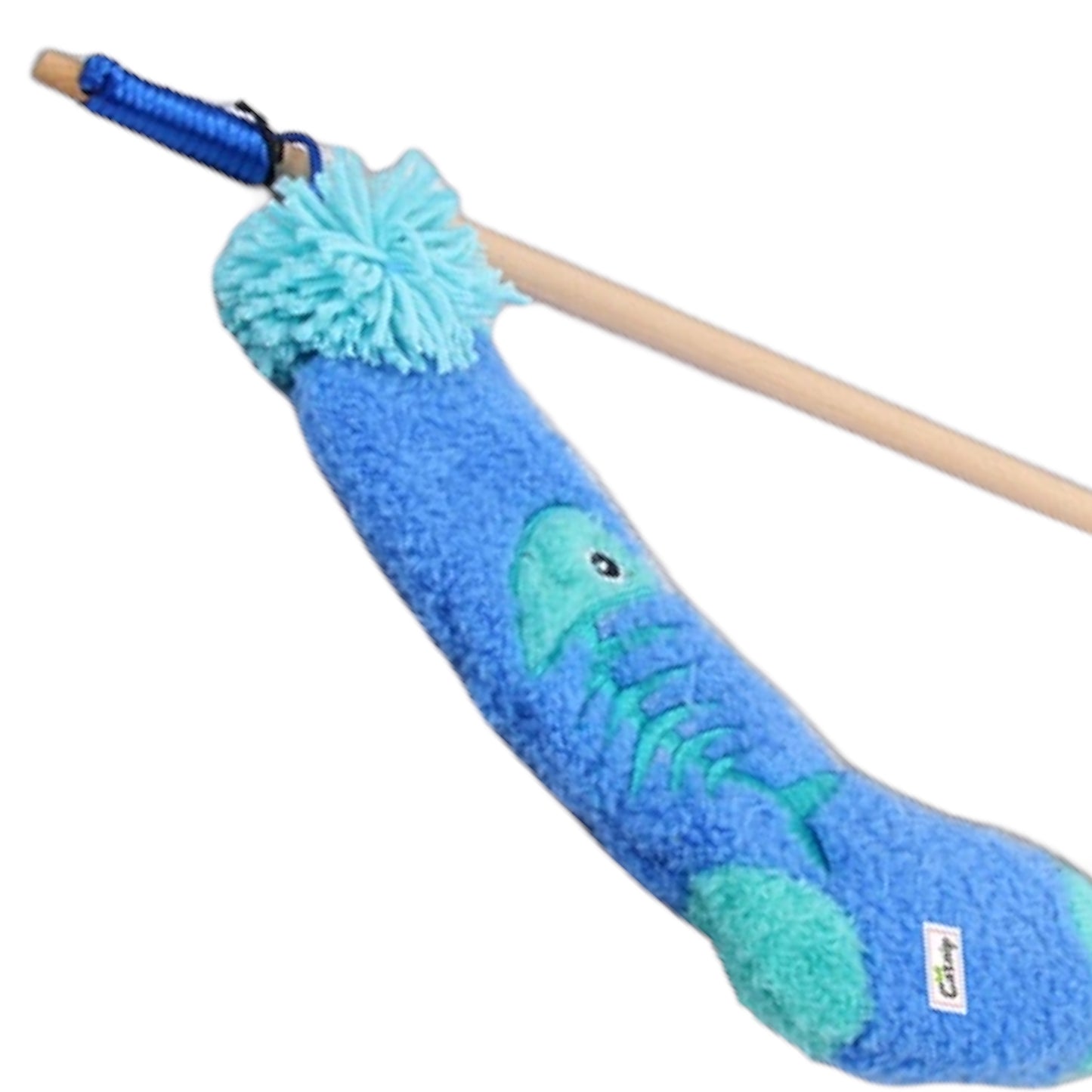 Blue Sock Wand - Cat Toy