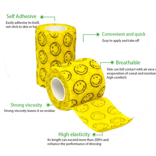 Cover them Paws - Self Adhesive Wraps - Yellow Smiley