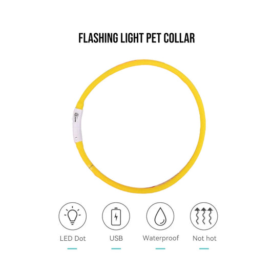 Flashing Light Dog Collar - Yellow